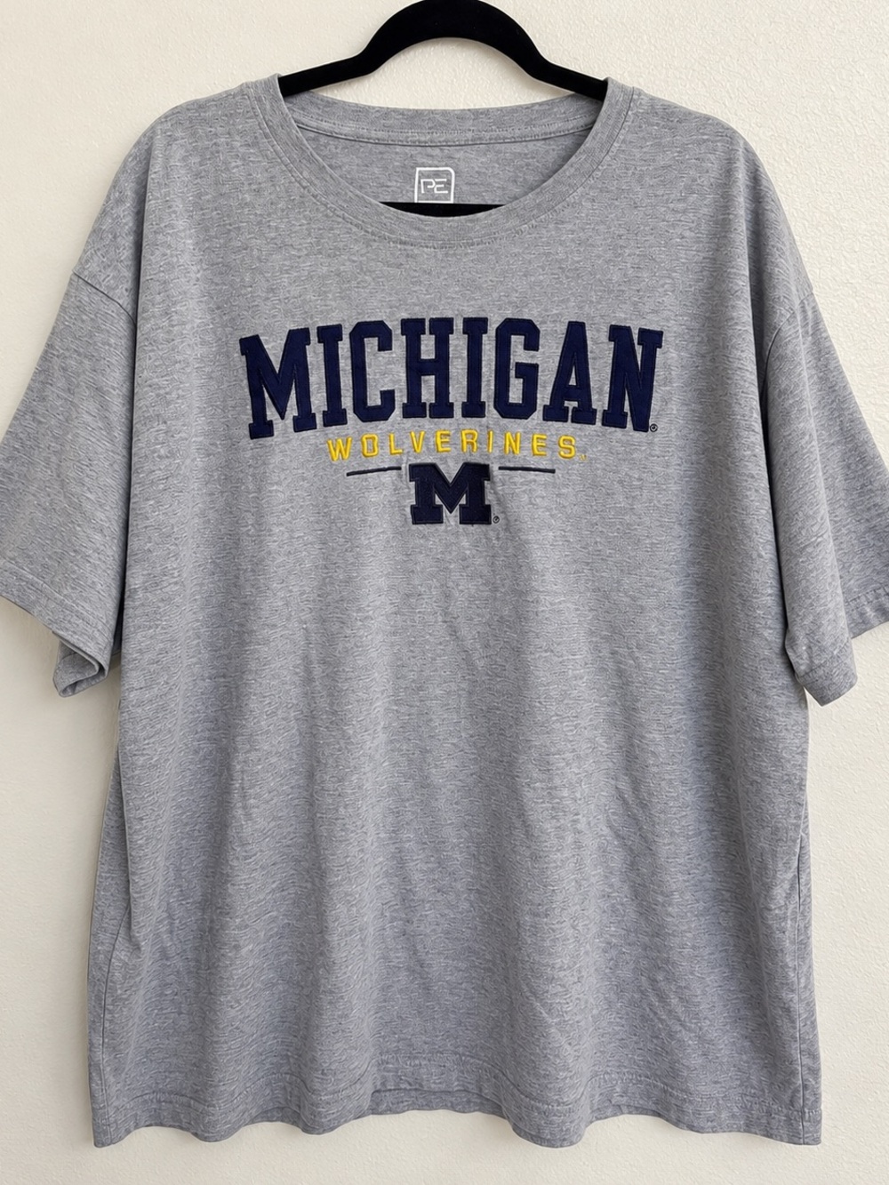Michigan Wolverines Pro Edge T-Shirt Men’s 2XL Gray Embroidered NCAA
